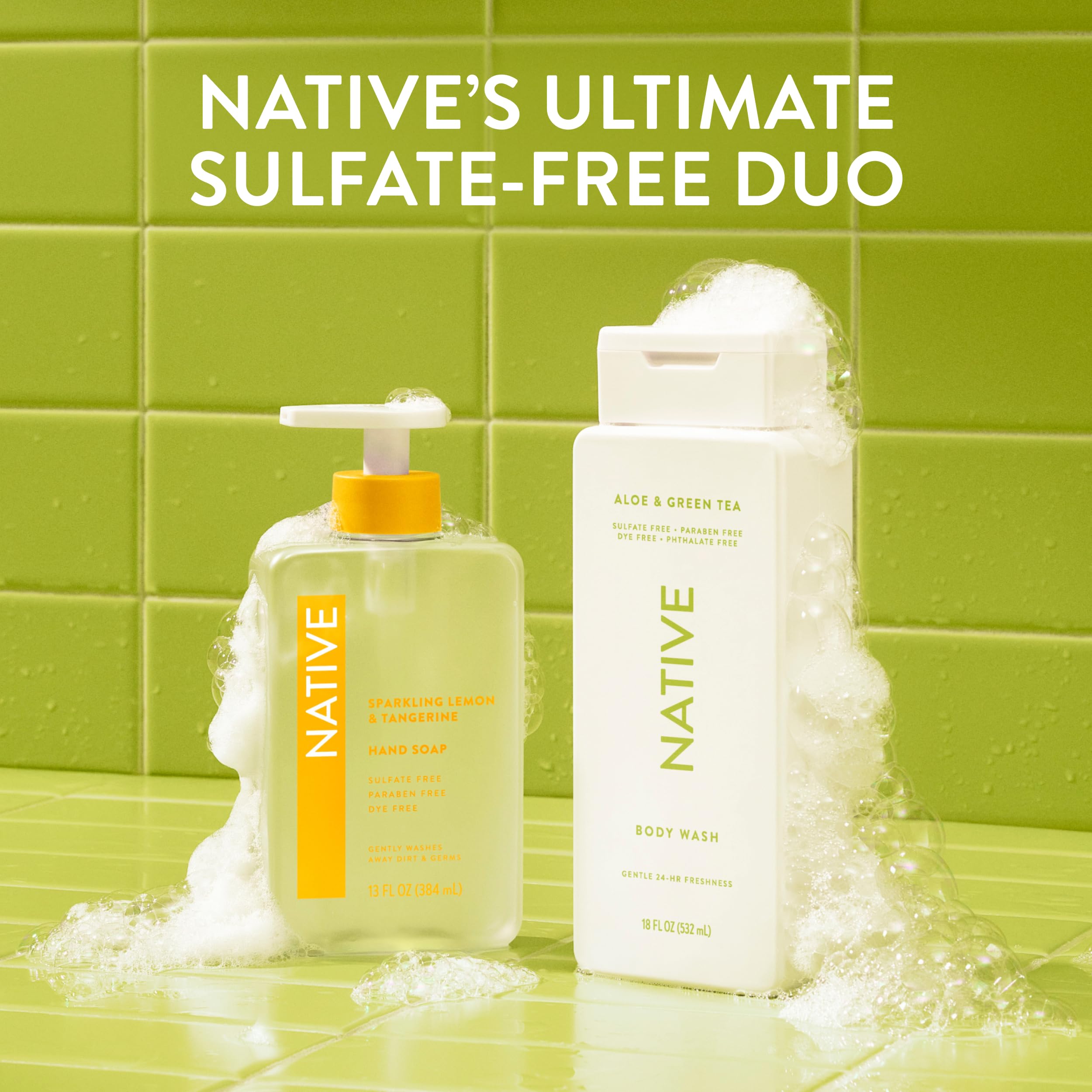 Native Clean Body Wash, Gentle & pH-balanced for Sensitive Skin, 24-Hr Freshness for Men & Women, Vegan & Cruelty-Free, Free of Sulfates, Parabens & Phthalates, Sea Salt & Cedar, 18 fl oz
