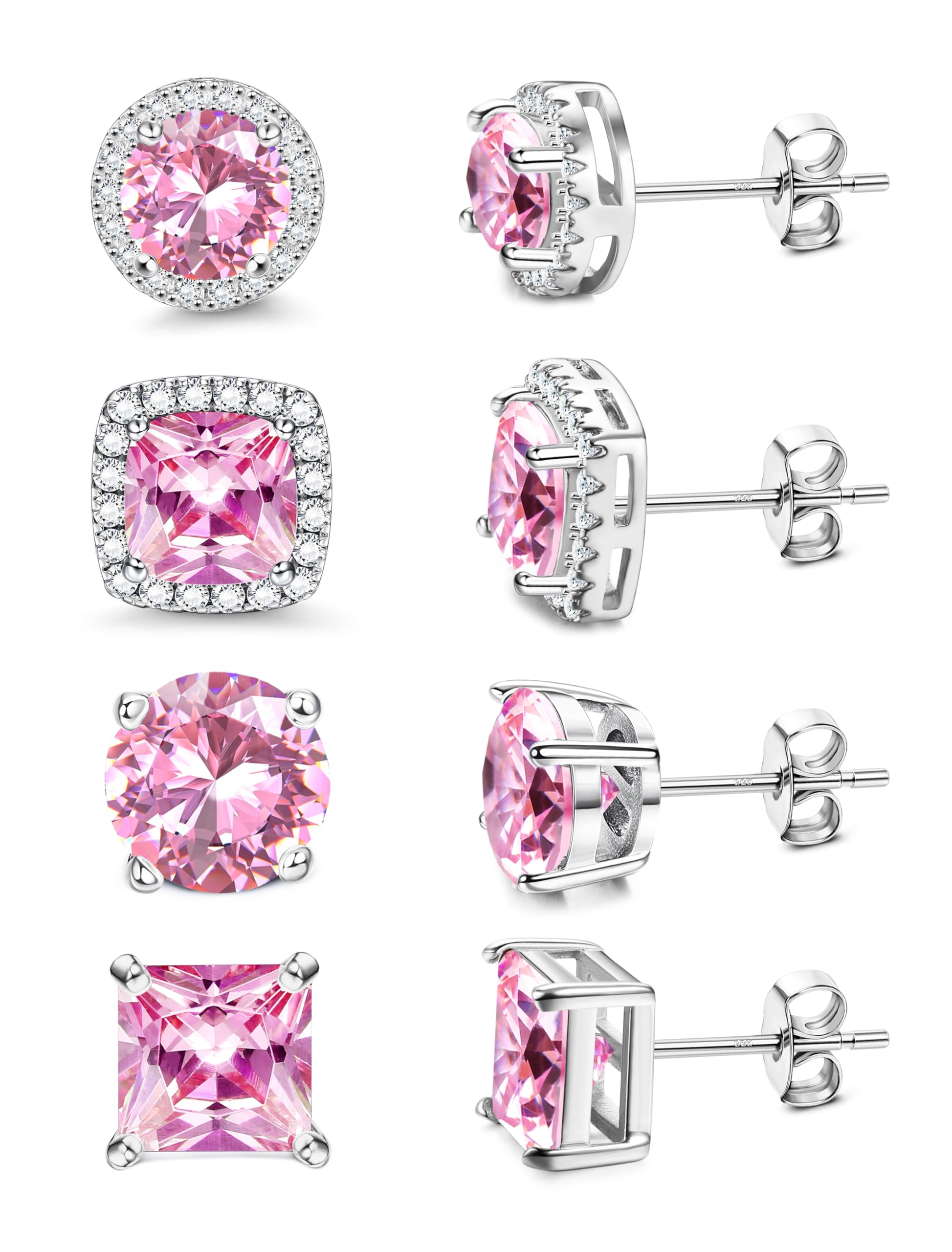 MILACOLATO S925 Sterling Silver Stud Earrings for Women Men Hypoallergenic 18K Gold Plated Cubic Zirconia Earrings Studs Brilliant Simulated Diamond Halo Earring for Sensitive Ears