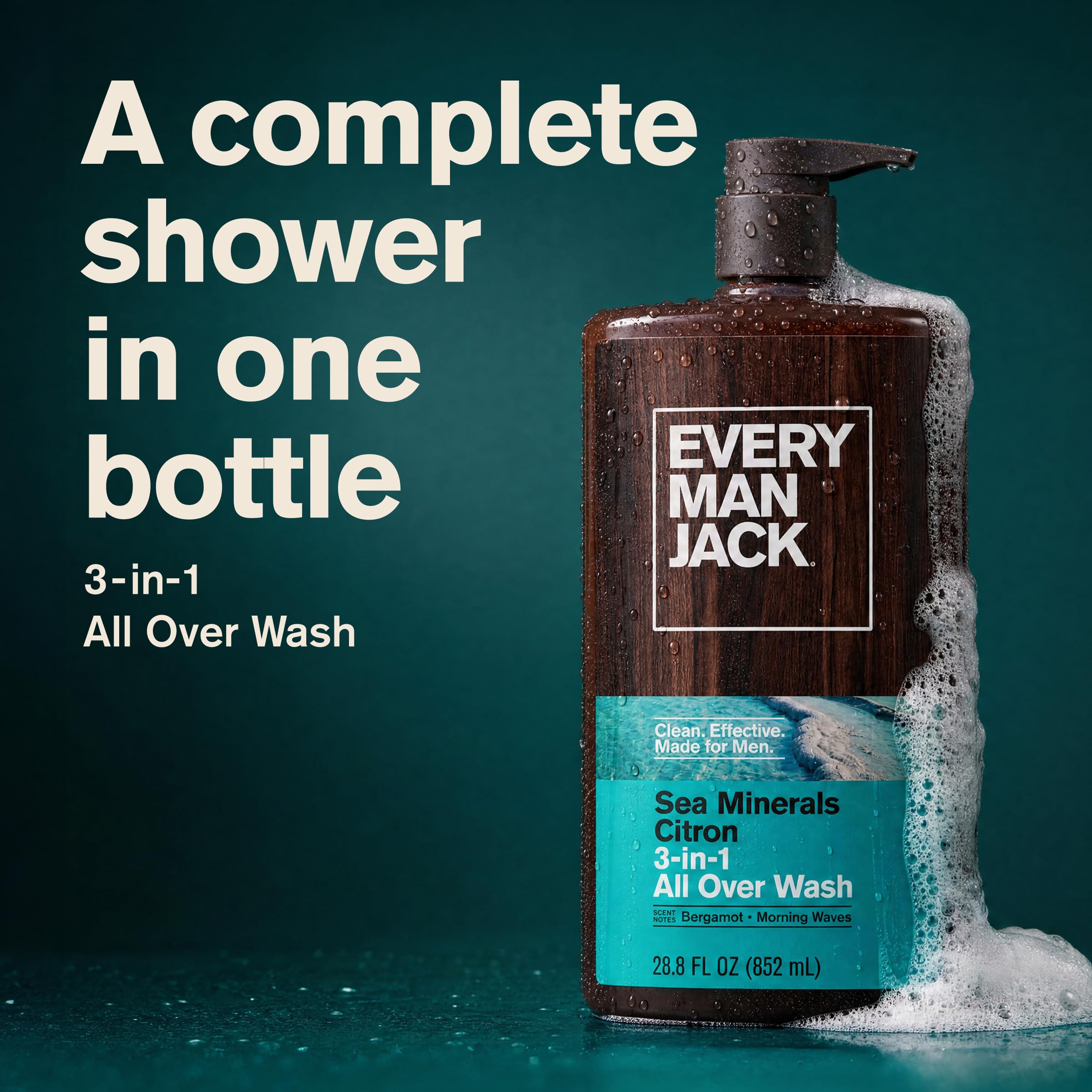 Every Man Jack 3-in-1 All Over Body Wash for Men, Cedar Red Sage, 2pk