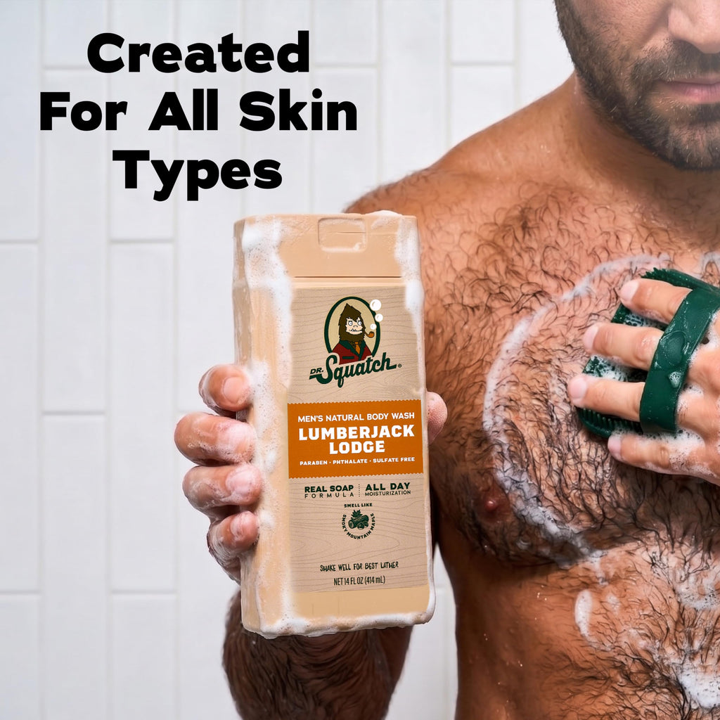 Dr. Squatch Natural Men's Body Wash Shower Gel - Cleansing, Nourishing, Long Lasting Scent, Moisturizing Body Wash for Men - Birchwood Breeze + Rainforest Rapids (14 oz, 2-Pack)