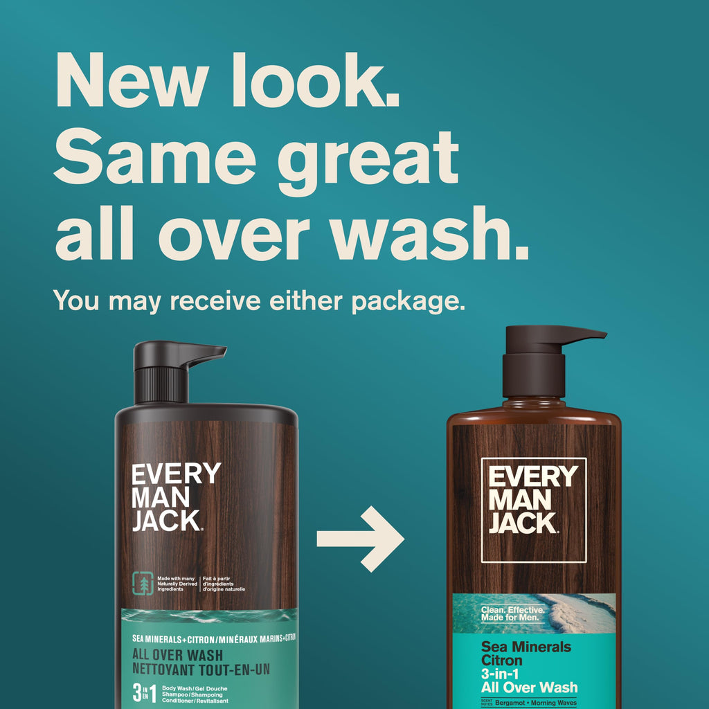 Every Man Jack 3-in-1 All Over Body Wash for Men, Cedar Red Sage, 2pk