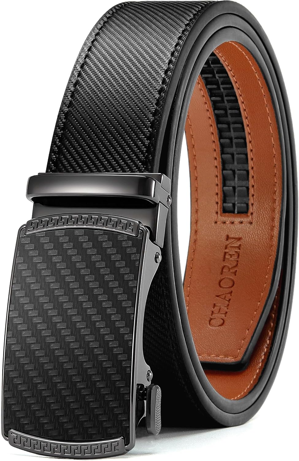 CHAOREN Men's Leather Ratchet Belt - Customizable Fit (35mm)