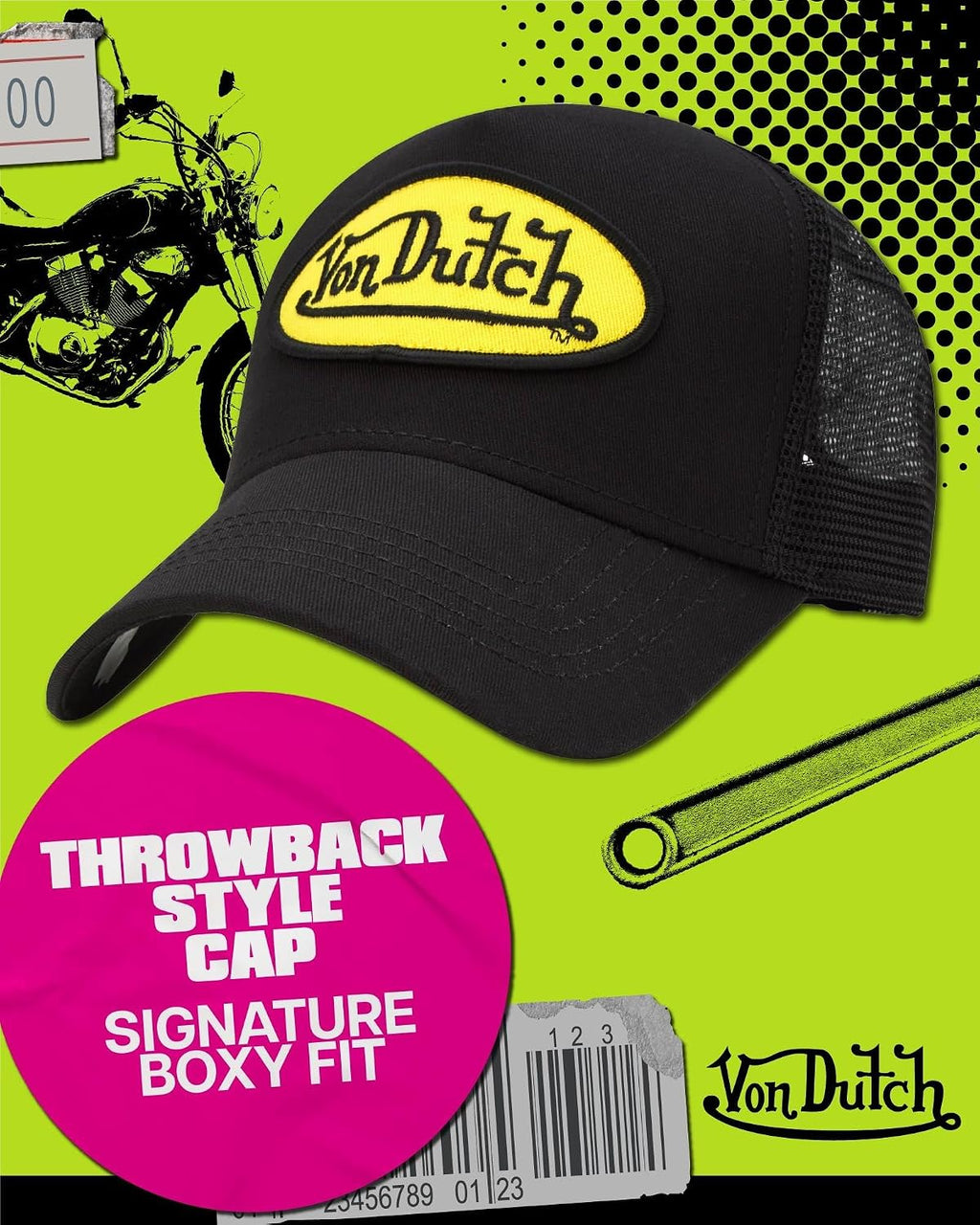 Von Dutch Unisex Trucker Hat - Retro Classic Solid Color Mesh Back Snapback Baseball Cap for Men & Women.