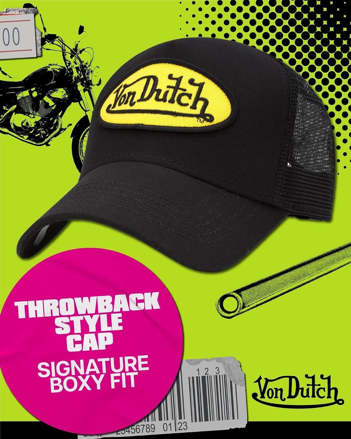 Von Dutch Unisex Trucker Hat - Retro Classic Solid Color Mesh Back Snapback Baseball Cap for Men & Women.