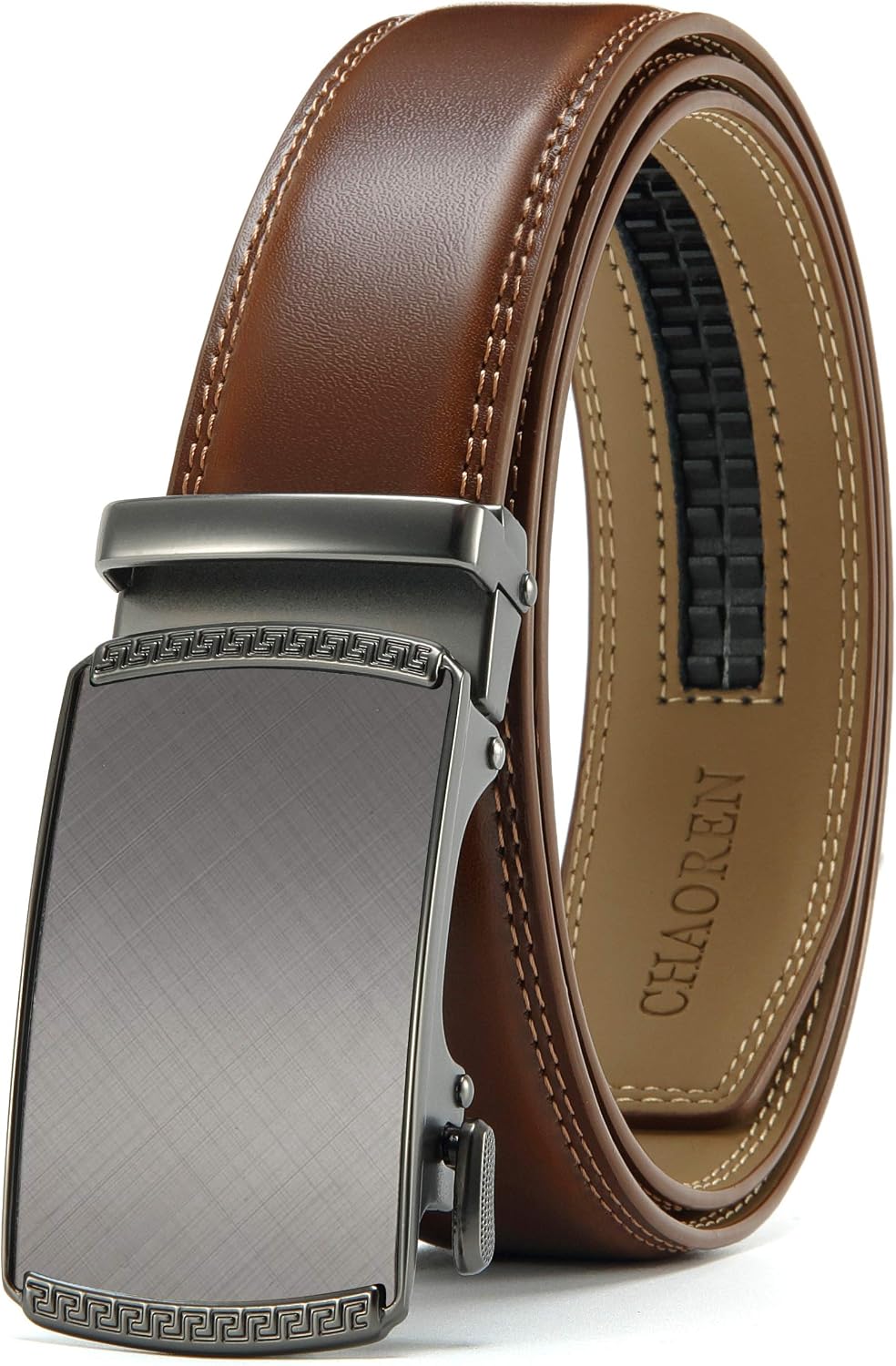CHAOREN Men's Leather Ratchet Belt - Customizable Fit (35mm)