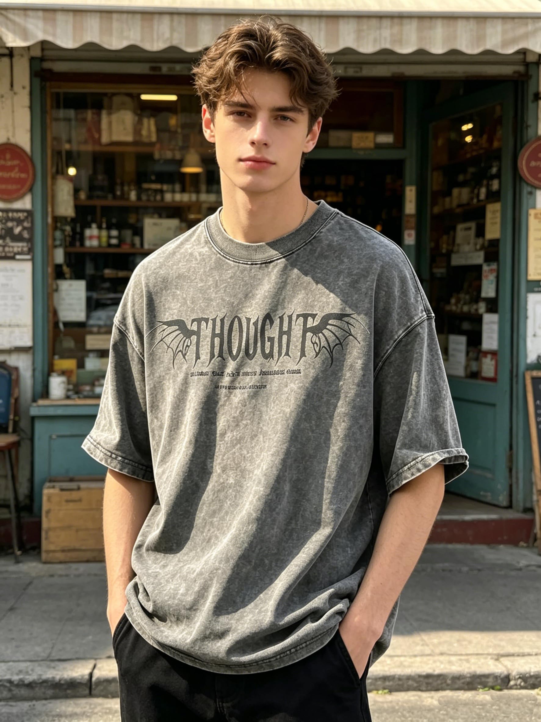 Dynict Unisex Y2k T-Shirt Rose Letter Print Oversized Graphic Tees Short Sleeve Gothic T-Shirts Grunge Clothes
