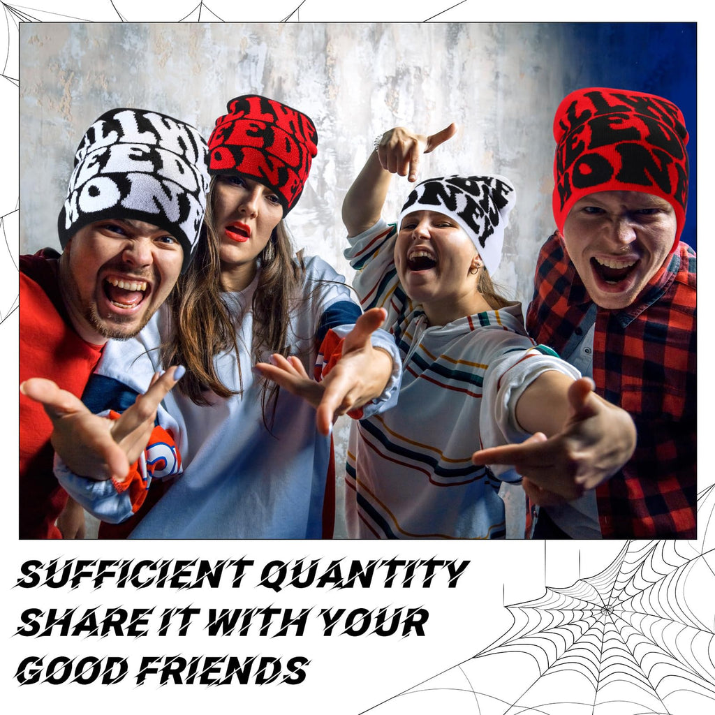 Ramede 4 Pcs Y2k Beanie - Double Sided Graphic Beanies for Men and Women, Acrylic Knitted Y2k Hats Accessories