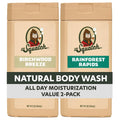 Dr. Squatch Natural Men's Body Wash Shower Gel - Cleansing, Nourishing, Long Lasting Scent, Moisturizing Body Wash for Men - Birchwood Breeze + Rainforest Rapids (14 oz, 2-Pack)