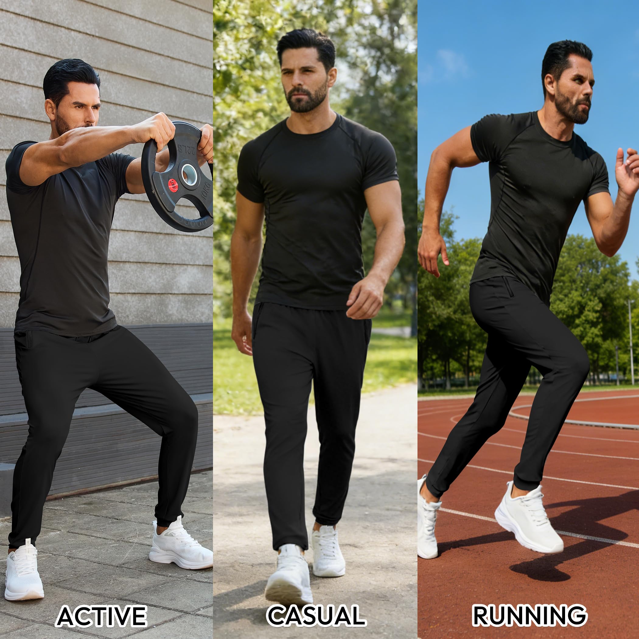 Mens Sweatpants with Zipper Pockets Lightweight Athletic Joggers for Workout Running Gym Track Casual Wear