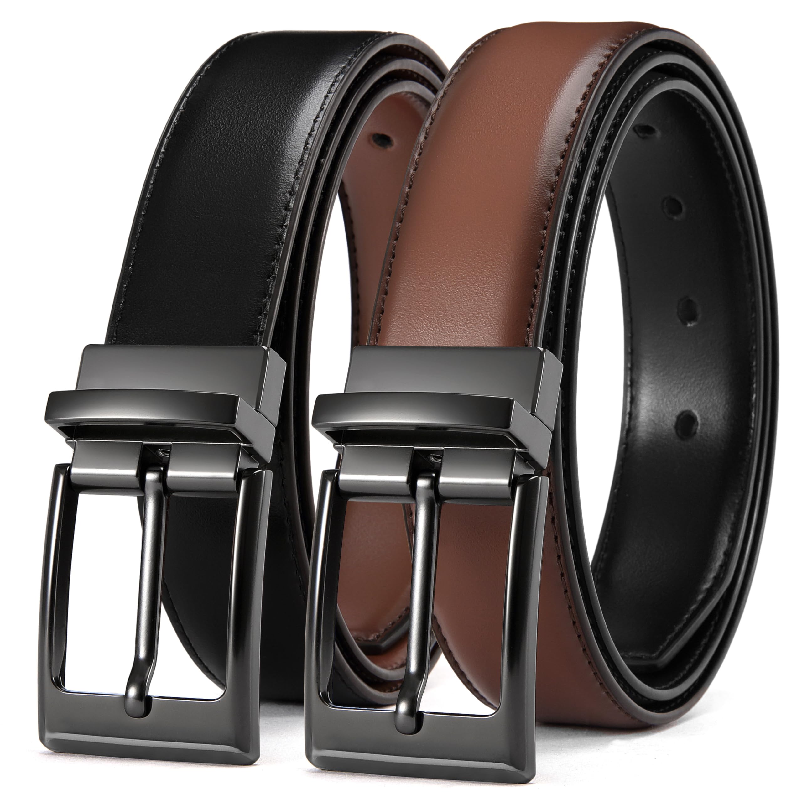 CHAOREN Reversible Belt Men 1 Piece - 1.25" Leather Dress Belt