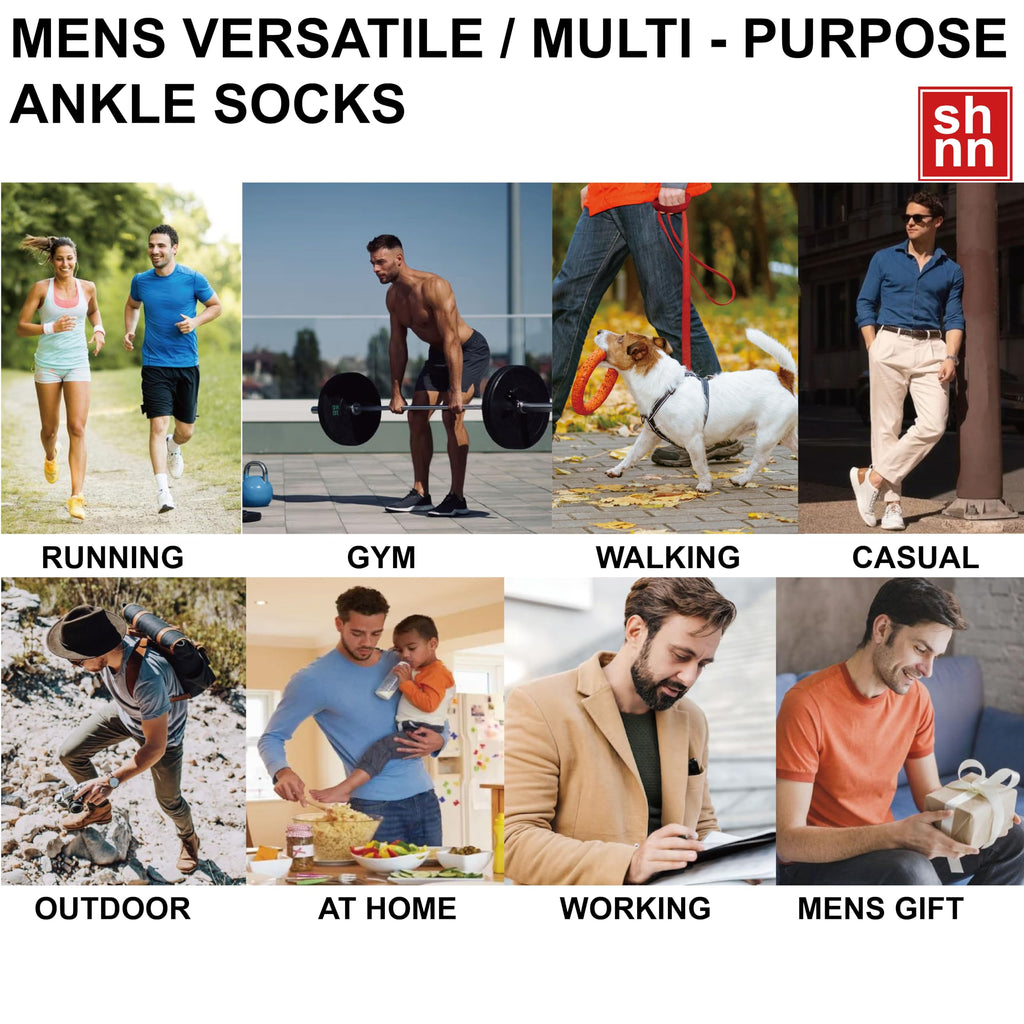 shnn 12 Pairs Mens Ankle Socks Athletic Casual Low Cut Short Socks for Men