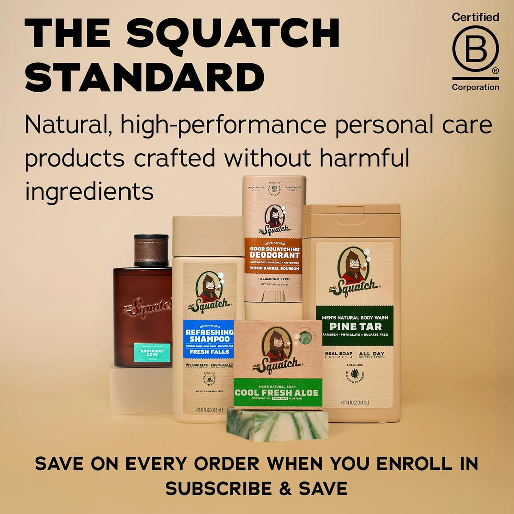 Dr. Squatch Natural Men's Body Wash Shower Gel - Cleansing, Nourishing, Long Lasting Scent, Moisturizing Body Wash for Men - Birchwood Breeze + Rainforest Rapids (14 oz, 2-Pack)