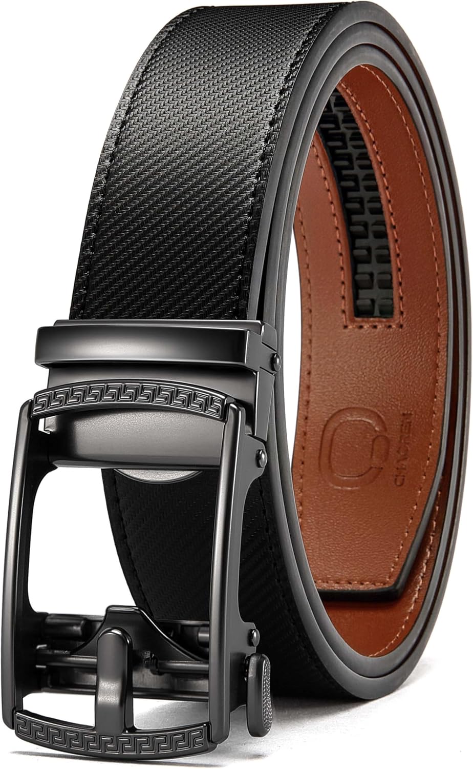 CHAOREN Men's Leather Ratchet Belt - Customizable Fit (35mm)