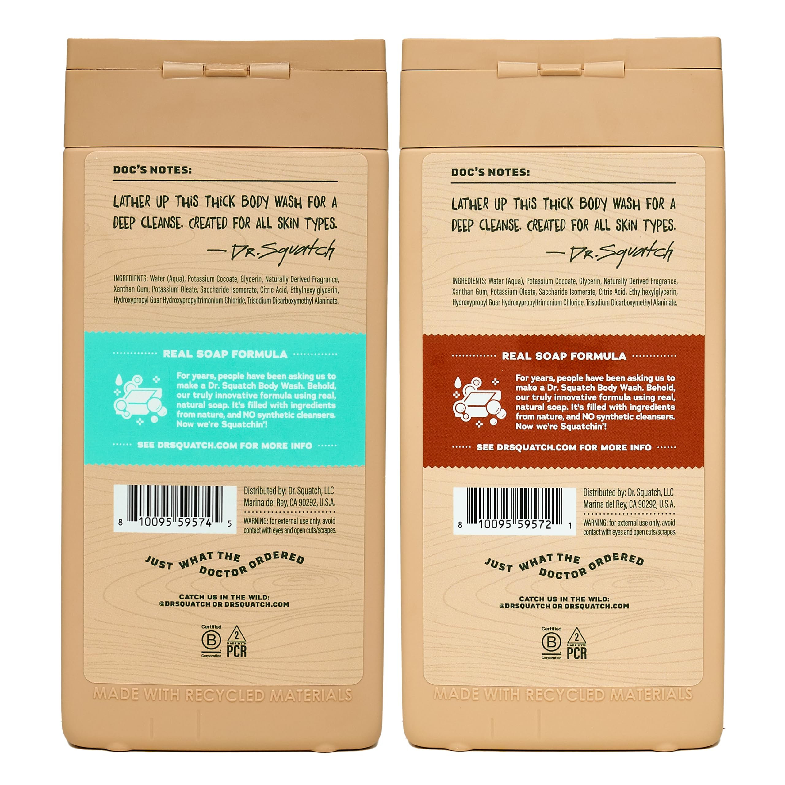 Dr. Squatch Natural Men's Body Wash Shower Gel - Cleansing, Nourishing, Long Lasting Scent, Moisturizing Body Wash for Men - Birchwood Breeze + Rainforest Rapids (14 oz, 2-Pack)