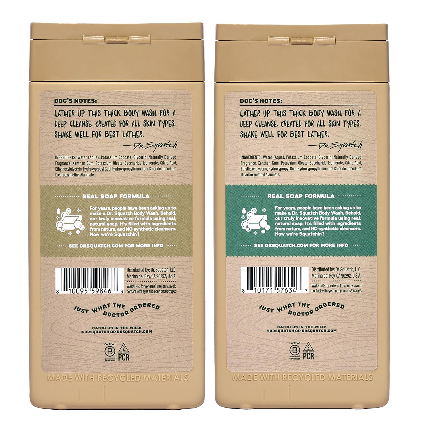 Dr. Squatch Natural Men's Body Wash Shower Gel - Cleansing, Nourishing, Long Lasting Scent, Moisturizing Body Wash for Men - Birchwood Breeze + Rainforest Rapids (14 oz, 2-Pack)