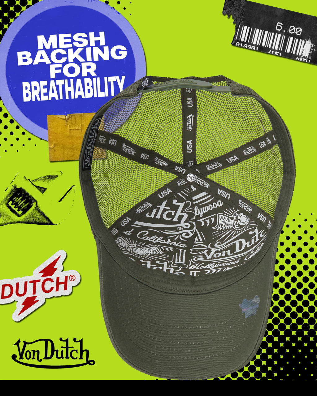 Von Dutch Unisex Trucker Hat - Retro Classic Solid Color Mesh Back Snapback Baseball Cap for Men & Women.