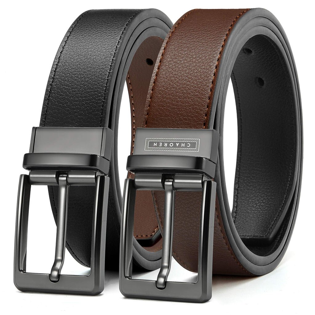 CHAOREN Reversible Belt Men 1 Piece - 1.25" Leather Dress Belt