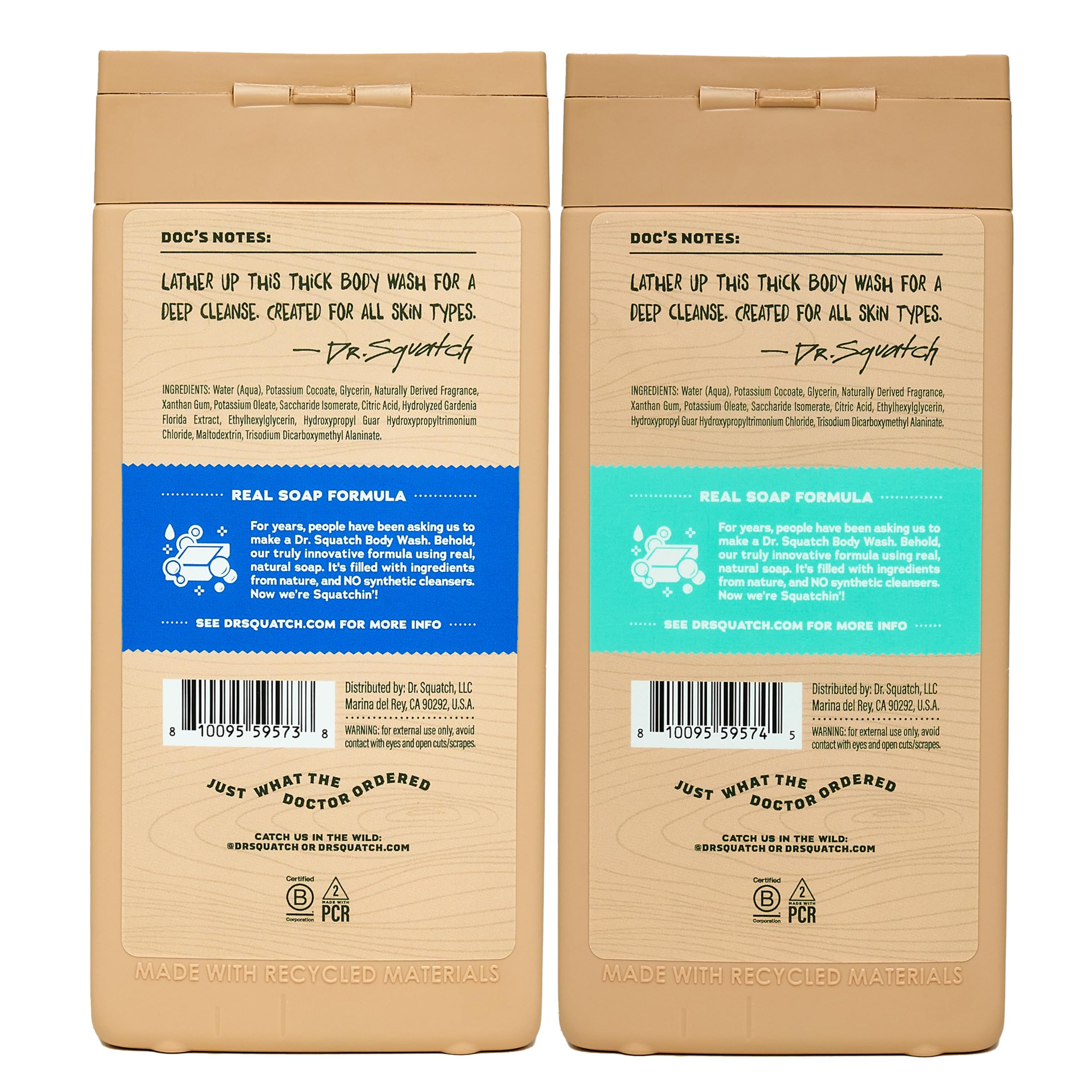 Dr. Squatch Natural Men's Body Wash Shower Gel - Cleansing, Nourishing, Long Lasting Scent, Moisturizing Body Wash for Men - Birchwood Breeze + Rainforest Rapids (14 oz, 2-Pack)