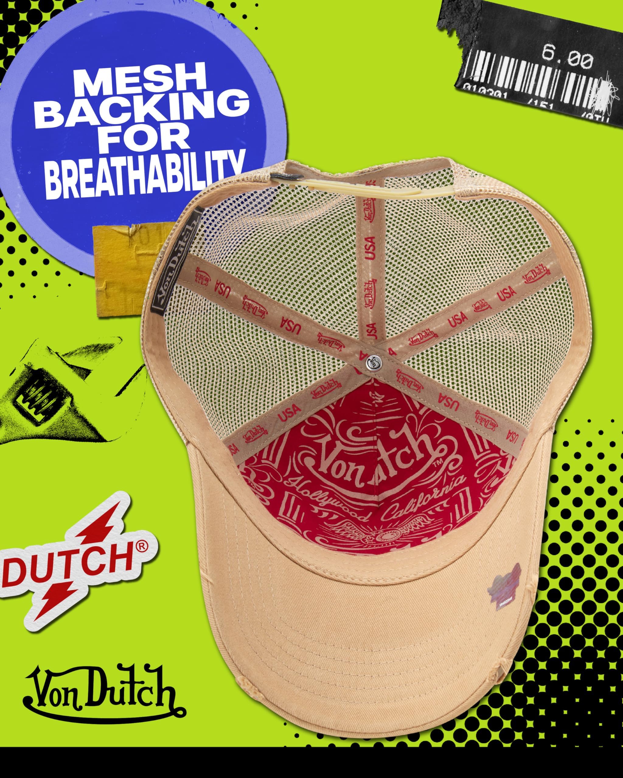 Von Dutch Unisex Trucker Hat - Retro Classic Solid Color Mesh Back Snapback Baseball Cap for Men & Women.