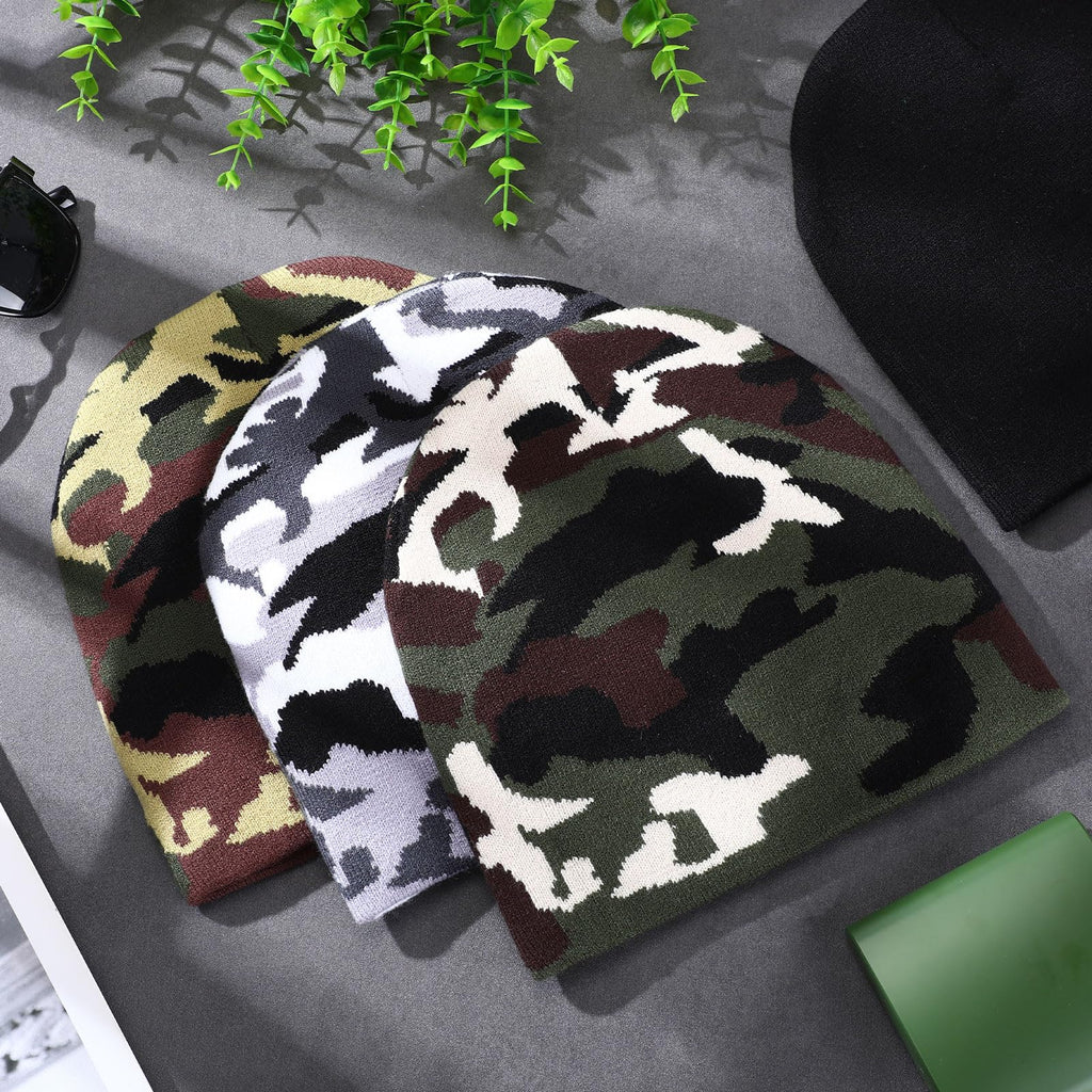 Ramede 4 Pcs Y2k Beanie - Double Sided Graphic Beanies for Men and Women, Acrylic Knitted Y2k Hats Accessories